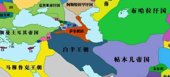 帖木儿帝国:突厥贵族帖木儿于1370年开创的帝国